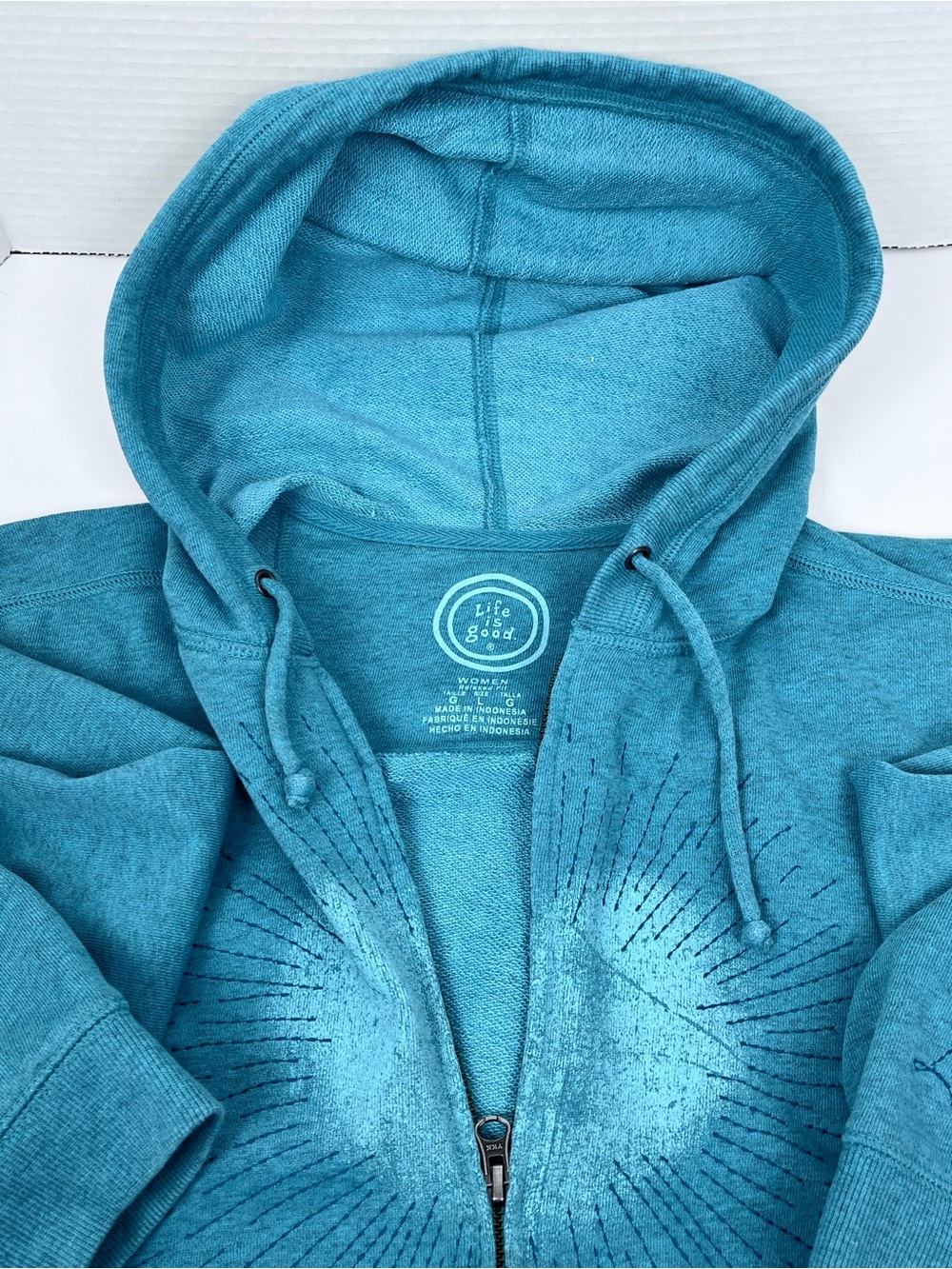 Life is Good Women's Relaxed Fit Full Zip Hooded Jacket with Heart Size L - Picture 7 of 12